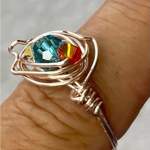 Multi colored ring hand crafted wire work